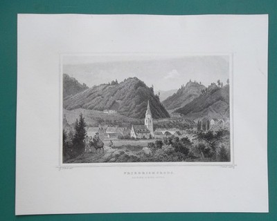 GERMANY View of Friedrichroda in Saxony - 1860 Antique Print
