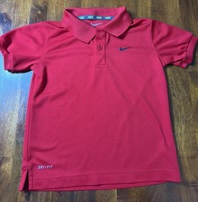 Nike Boys Dri-fit Red Polo Performance Shirt Size XS/4 3-4 years