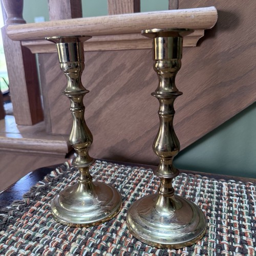 Vintage Brass Candle Holders 7” Made In India - With Patina MCM - Picture 4 of 6