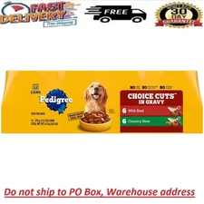 PEDIGREE CHOICE CUTS IN GRAVY Adult Canned Soft Wet Dog Food with Beef, 13.2 oz.