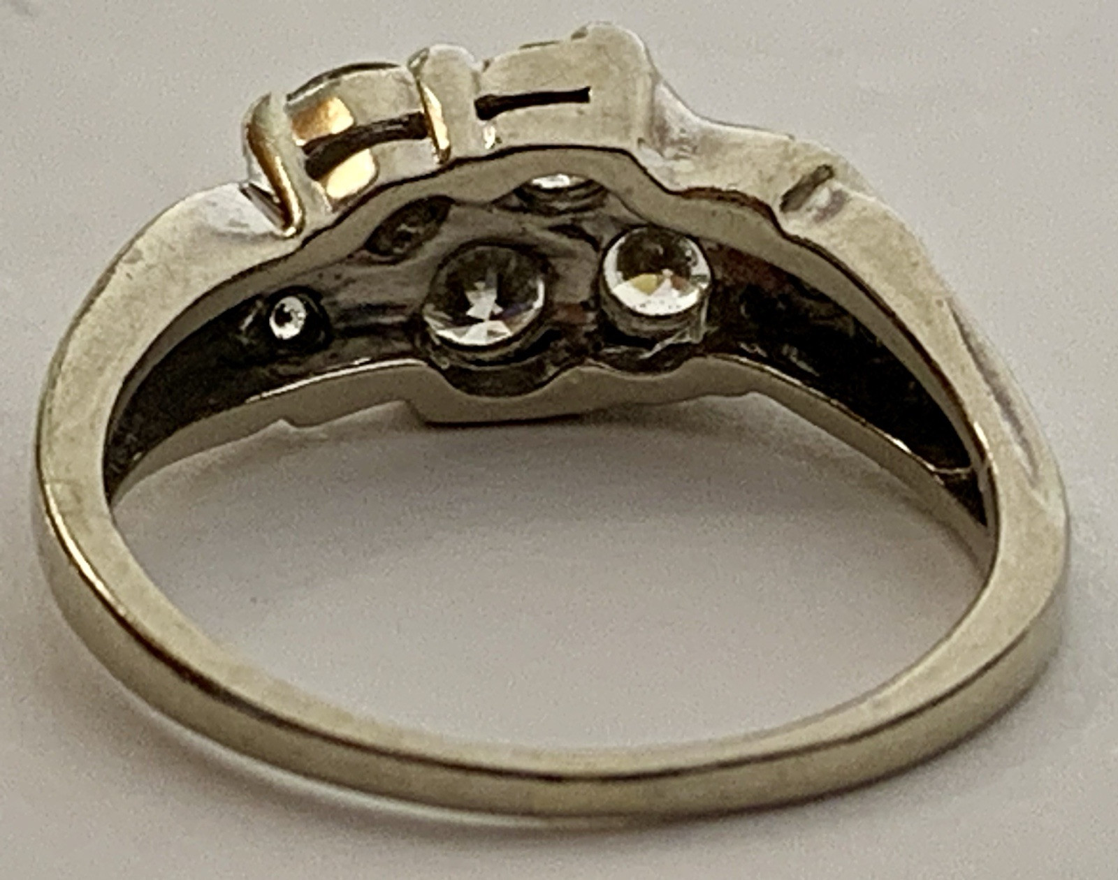 Diamond Ring Cluster Solid 14k White Gold Vintage… - image 9