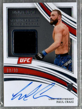 Immaculate Collection 2022 UFC Rookie Memorabilia Auto #104 Paul Craig Auto/99