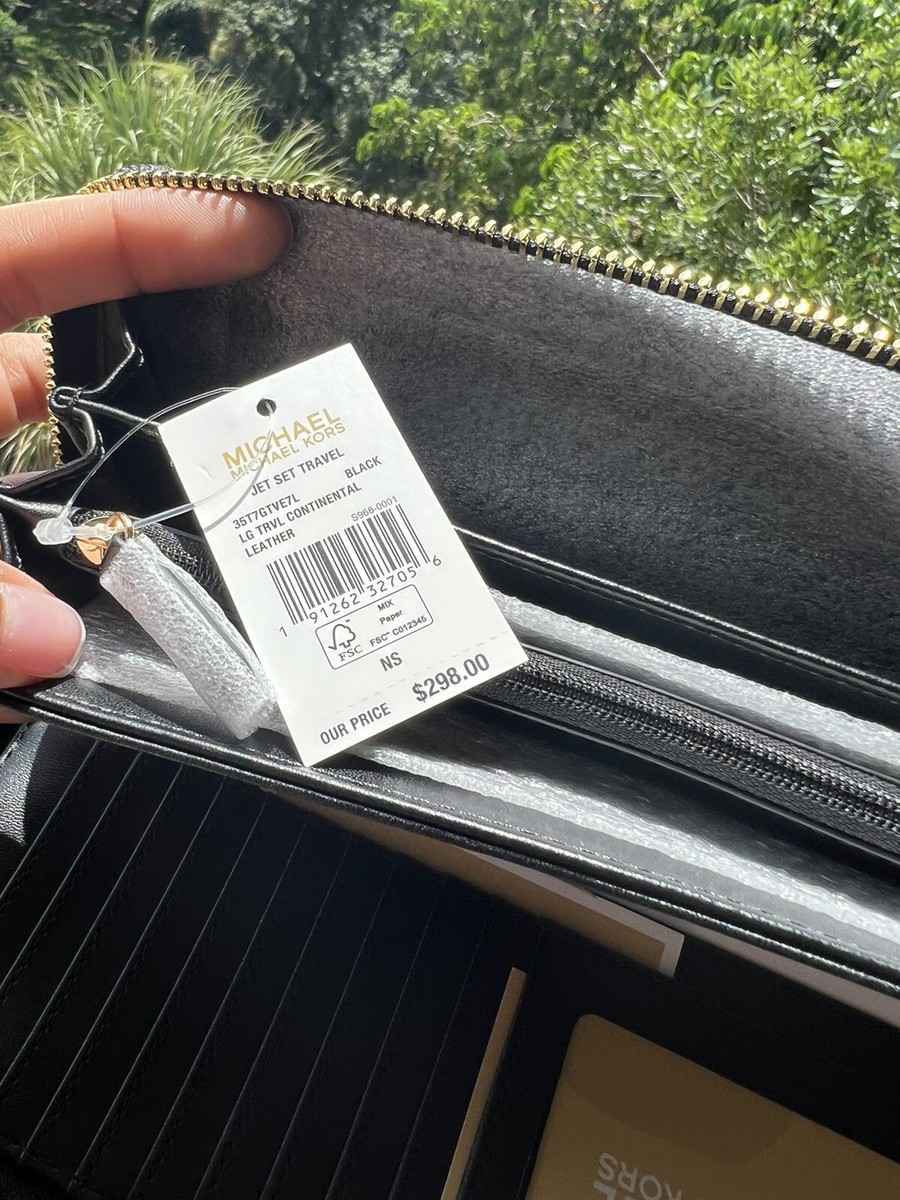 Michael Kors Women Black Long Zip Around Fashion Wristlet id