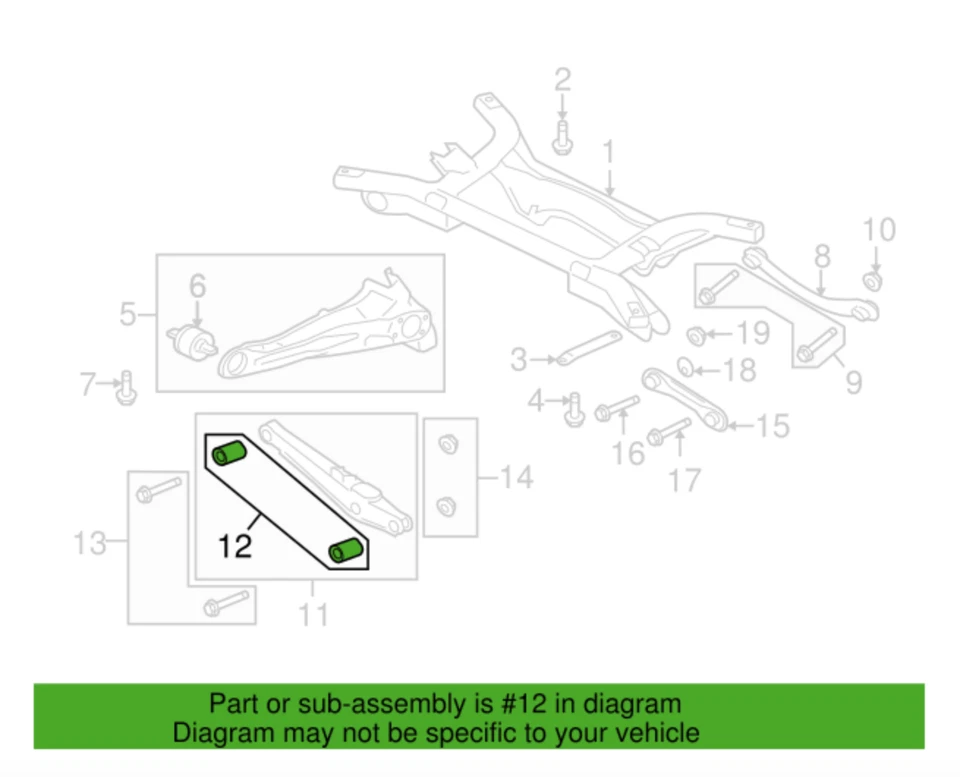 Боковая втулка нижнего рычага для 2007-2017 Mitsubishi Outlander Lancer MN100110 - Изображение 3 из 3