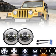 Pair 7“ Round LED Headlights Lights HI-Lo Beam For Land Rover Defender 110 2020