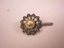 Single 1 5/8" Filigree Faux Pearl Vintage Formal Shirt Stud tux prom f33