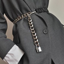 NEW Elastic Hanging Padlock Chain Belt For Dress Coat Stylish Fashion Women Wear