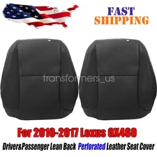 Front Side Lean Back Perforated Leather Seat Cover BLK For 2010-2017 Lexus GX460
