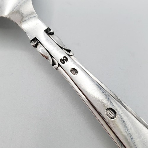 Danish Silver Soup Spoon SJ 1947 Thread Leaf J Siggaard Midcentury Scandinavian - Picture 5 of 5