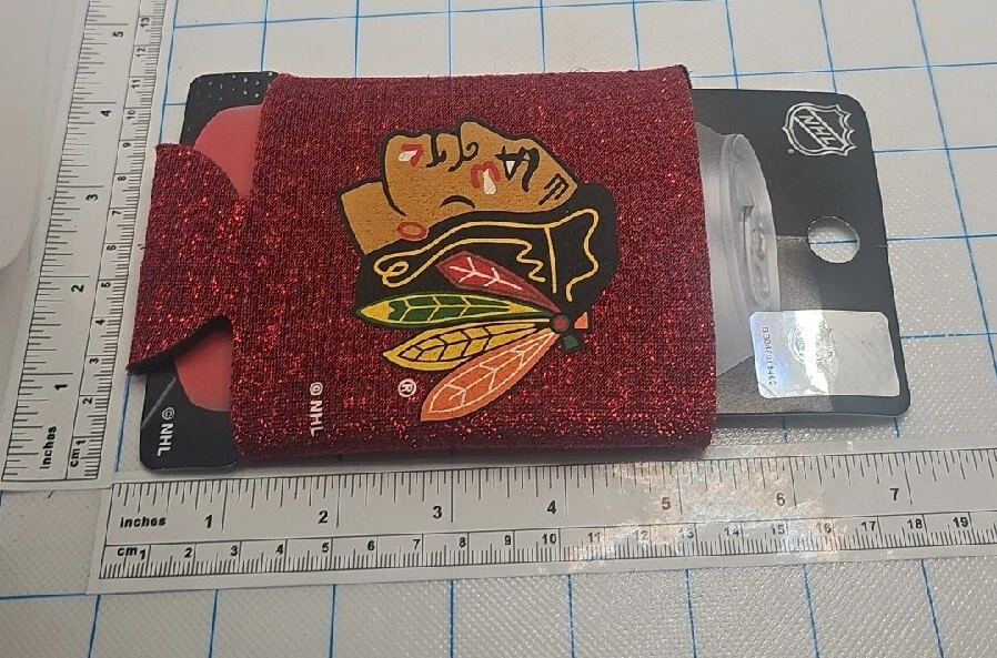 Chicago Blackhawks Can Koozie NOS Glitter red logo NHL official  - Image 4 of 4