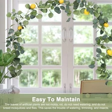195cm Artificial Lemon Garland with Eucalyptus Leaves and Lemons Lifelike Decor