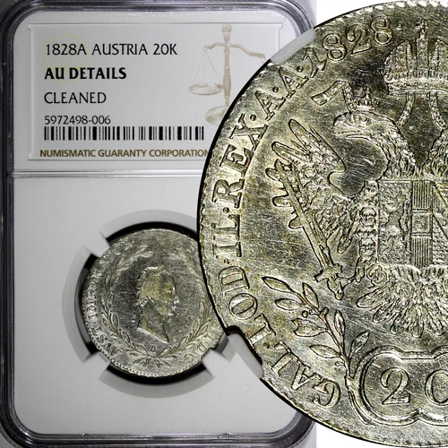 Austria Franz I Silver 1828 A 20 Kreuzer NGC AU DETAILS KM# 2144 (006)