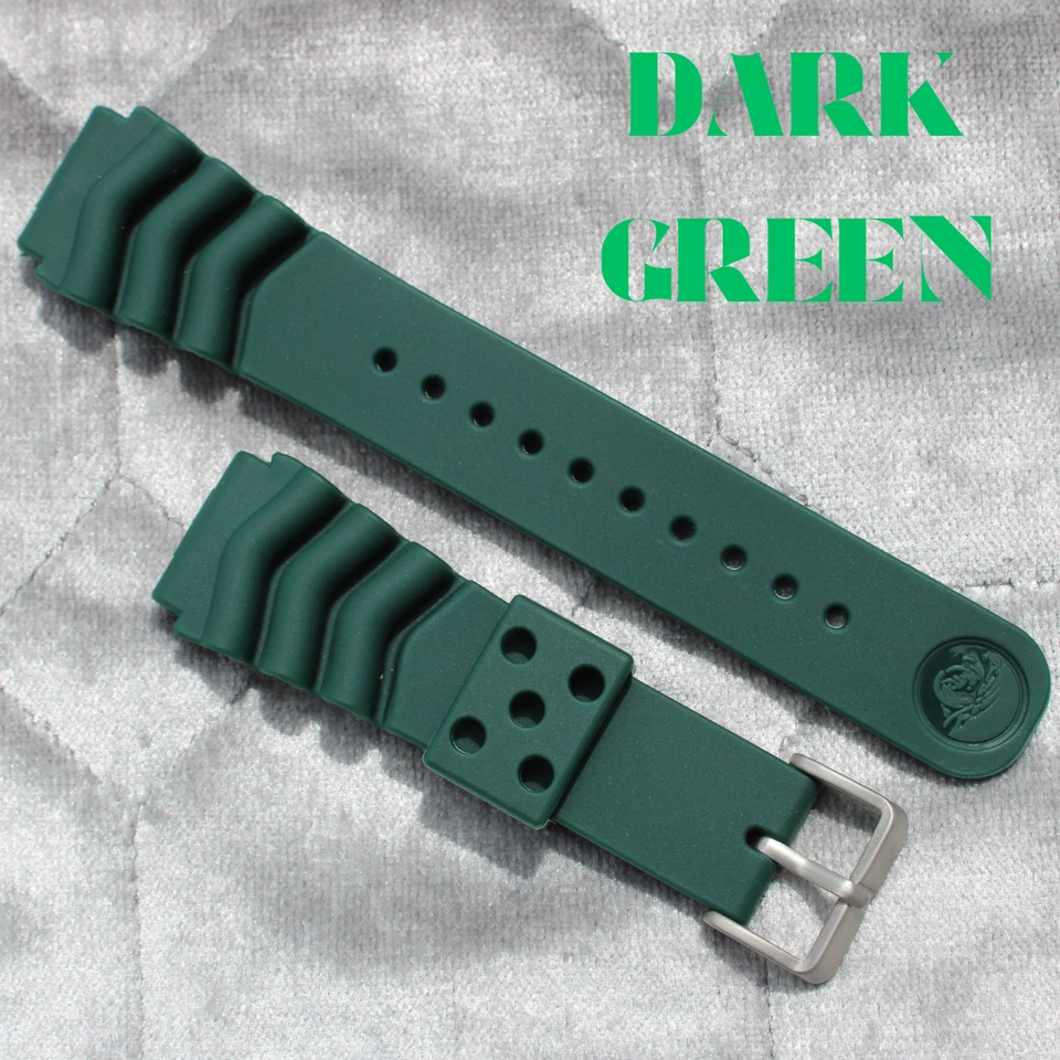 Correa de reloj de buceo genuina Seiko Z22 SKX171SKX173 18-22 mm goma negra ventilación curva Foto 3 de 4