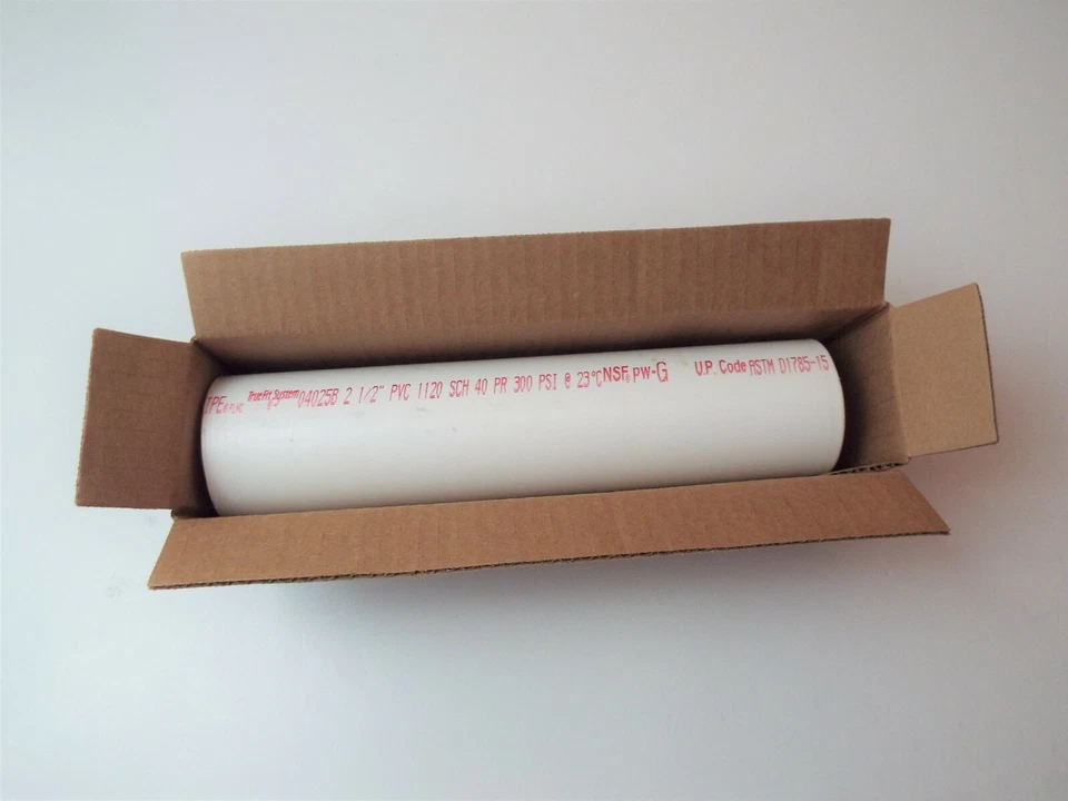 Tubo de plástico PVC de 2,5 pulgadas de diámetro x 3 pies programado 40 blanco OD 2,875 Foto 2 de 2