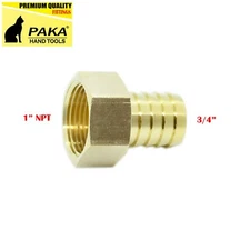  3/4" HOSE BARB X 1" FEMALE  Brass Pipe Fitting NPT Thread Gas Fuel Water