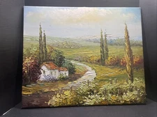 Vintage - Beautiful Tuscan Landscape - Original - Impasto Painting 24”x20”