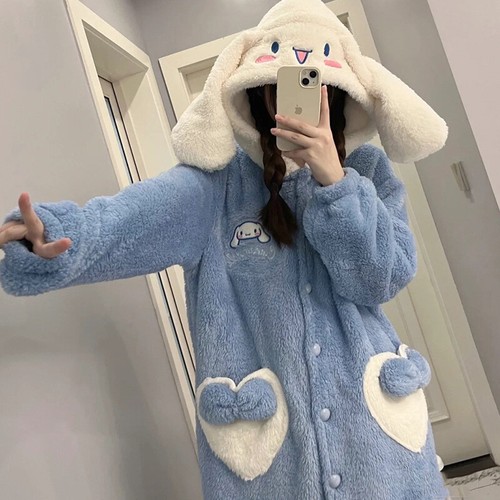 Cinnamoroll koralle Fleece Pyjama süß Homewear Nachtwäsche Roben Damen Kostüm ## - Bild 1 von 9