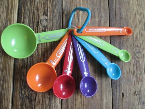 Farberware Nesting Measuring Spoons Set of 7 Kitchen Multicolor Durable Plastic - Picture 2 of 4