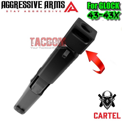 AGGRESSIVE ARMS CARTEL BLACK Comp Compensator Muzzle Brake GL0CK 43 43X PORTED - Picture 5 of 6
