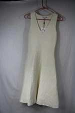 John + Jenn Cream White fit n flare V neck dress XS Spandex Rayon Blend NEW