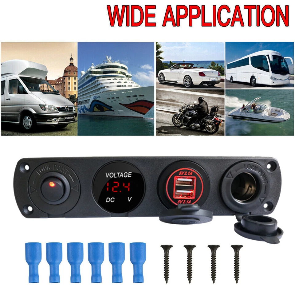 Zigarettenanzünder Auto Boot KFZ Einbau Steckdose USB Ladegerät LED Voltmeter*1 - Bild 4 von 4