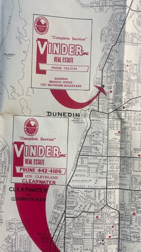 Rare VTG 1960s Clearwater & Beach Real Estate & AREA MAP Photographer’s Copy COA - Picture 6 of 24