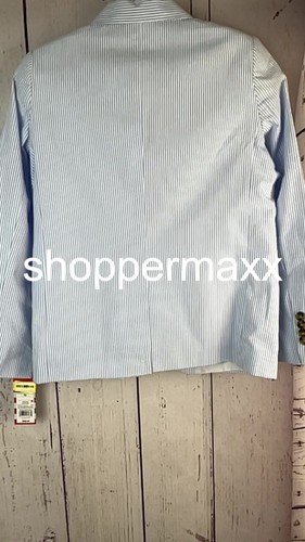 Boys' Seersucker Striped Suit Jacket - Cat & Jack, Blue, Size 10 - Picture 2 of 4