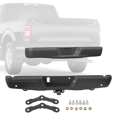 #ad Black Rear Bumper Assembly w Max Tow Hitch w Sensor Holes For 15 20 Ford F 150 $178.97