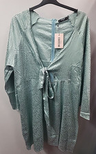 Missguided Plus Womens Dress Size Uk 24 Long Sleeves V-neck A-line Zip Mint