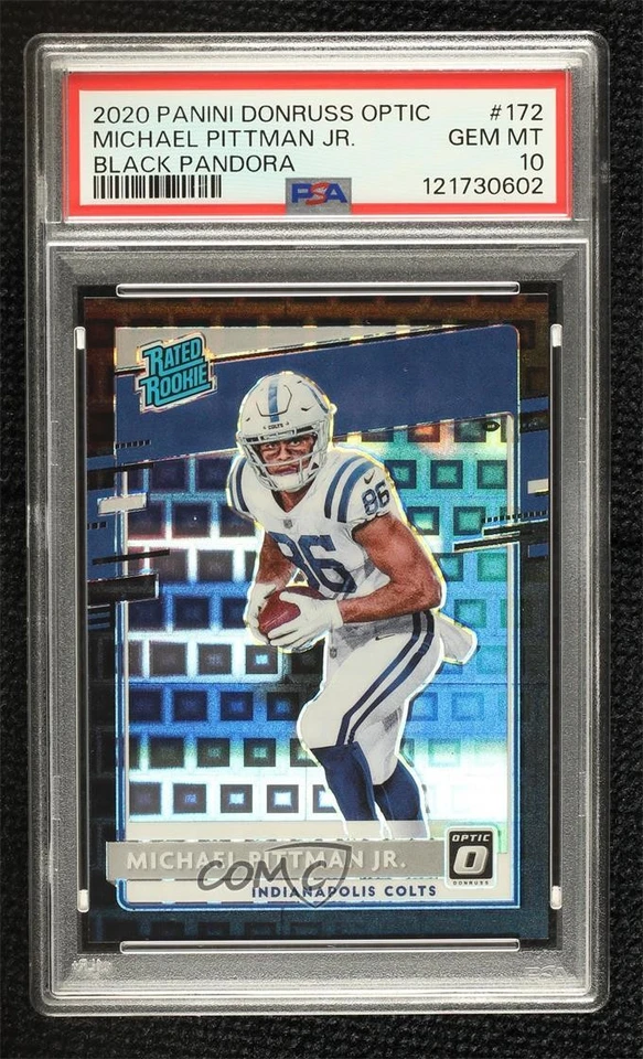 2020 Donruss Optic Black Pandora Prizm 4/25 Michael Pittman Jr PSA 10 Rookie RC