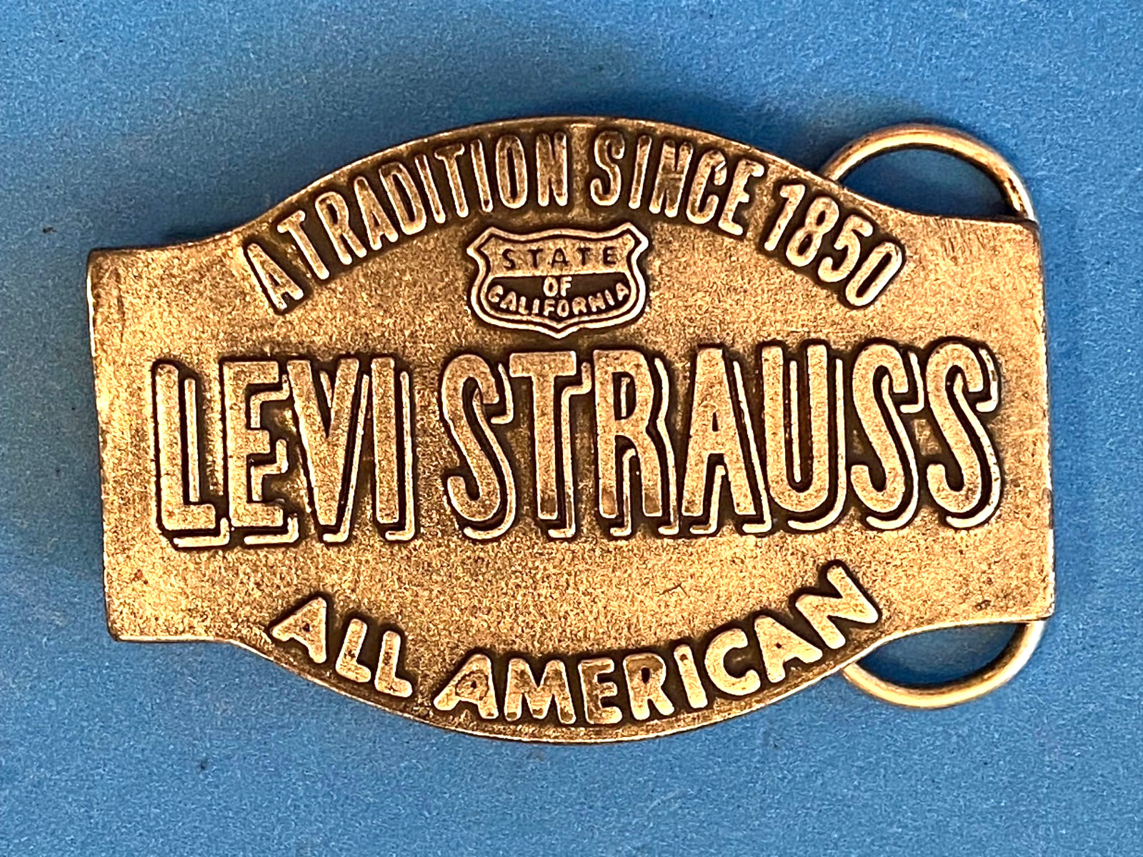 Vintage 1970's Levi Strauss A Tradition Since 1850 All American Belt Buckle