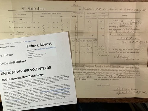 1865 - Civil War-110th New York Infantry in Key West, Florida - Capt. A. Fellows