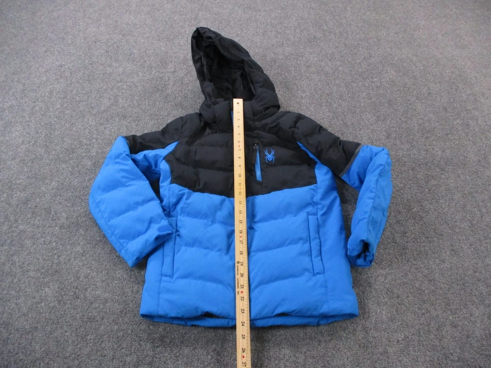 Spyder Jacket Boys 14 Black Blue Puffer Outdoors Hiking Logo USA Camping Lined - Image 3 of 4