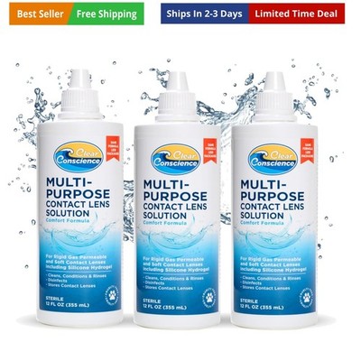 Cruelty-Free Contact Lens Solution 12oz - Multipurpose Cleaner & Sterile Isot...