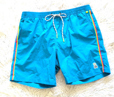 Psycho Bunny Swim Trunks Mens Large Swimsuit Boardshorts Mesh Lined Blue