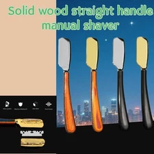 Men's Shaving Kit: Solid Wood Straight Handle Razor for Precision Shaving