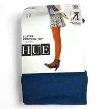 HUE Apollo Blue Luster Control Top Tights Womens Size 1