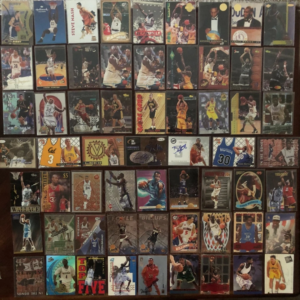 ¡LOTE DE 250 TARJETAS DE BALONCESTO NCAA VINTAGE con estrellas de la NBA! ¡INSERTOS! SHAQ KOBE NASH Foto 2 de 4