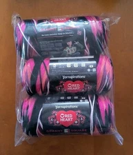 3-Pk Red Heart Super Saver All-in-One Granny Square Yarn Black Carnation Code