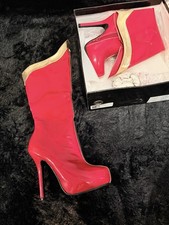Women Shiny Knee High Zip Boots Stilettos Heels Round Toe Cosplay Platform Shoes