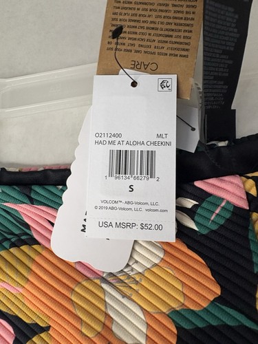 NWT- VOLCOM- HAD ME AT ALOHA-CHEEKINI Bikini Bottom Size Small Reail $52 - Picture 5 of 12