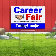 Career Fair Arrow Indoor Outdoor Yard Sign with metal stakes