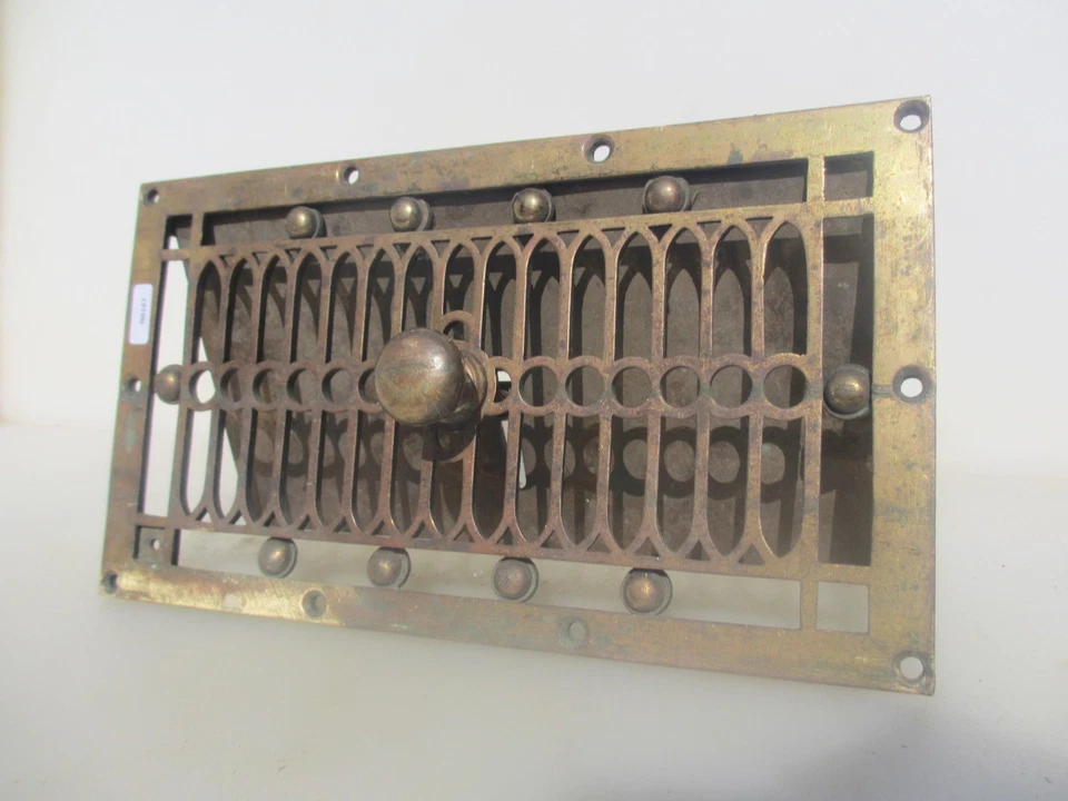 Victorian Brass Air Vent Grate Grille Cover Antique Georgian Open-Close 12"x7" - Image 2 of 4
