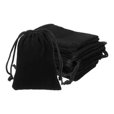 Velvet Bags with Drawstrings 2 x 3 Inch - (10 Pack, Black)