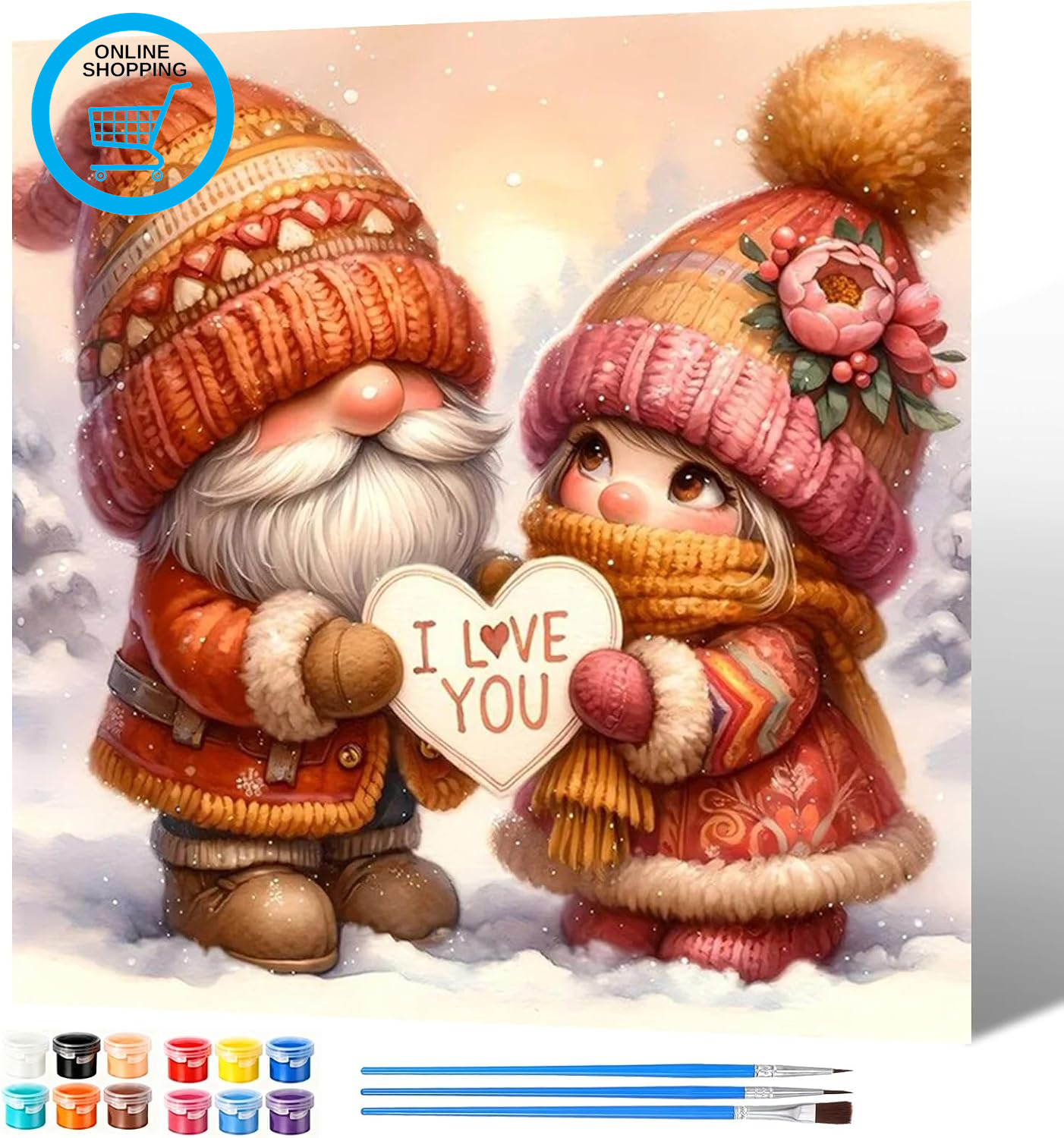 Gnomes Paint by Numbers Kits for Adults, DIY Paint by Colors Adults Kids Valenti