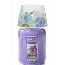 Yankee Candle Large Lilac Blossoms Classic Jar Candle w/ Hydrangea Crackle Shade