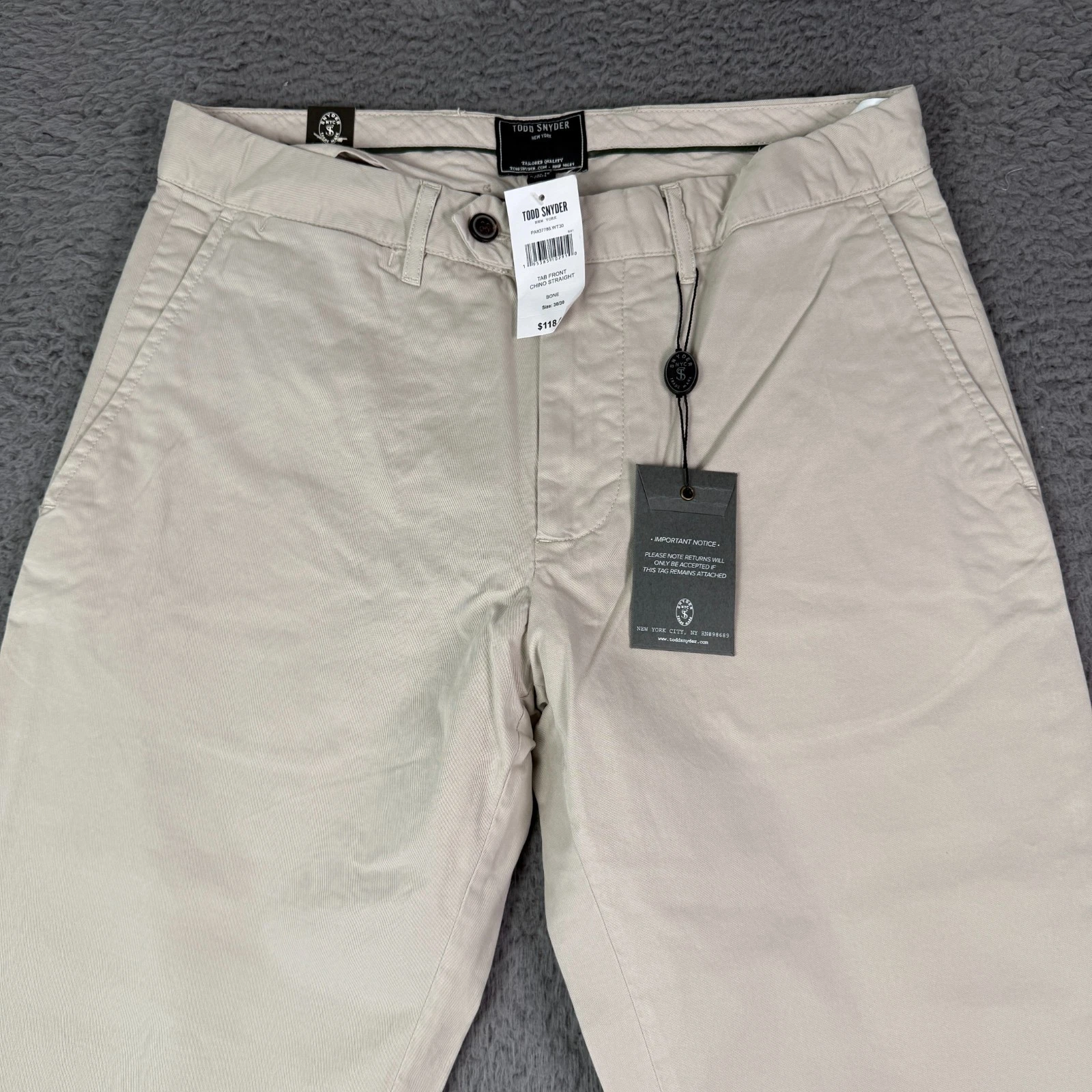Todd Snyder Pants Mens 30x30 Bone Khaki Tab Front Chino Straight Fit Stretch NEW