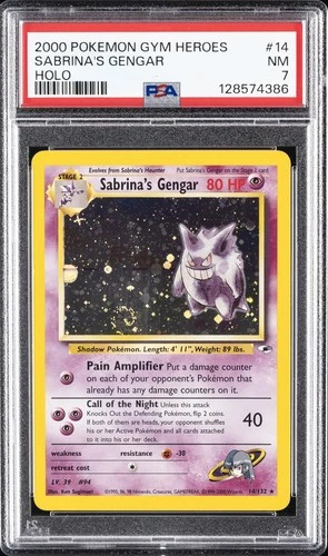 2000 POKEMON GYM HEROES HOLO #14 SABRINA'S GENGAR PSA 7
