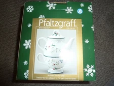 Pfaltzgraff Winterberry Tea For One 109-786-00 NEW Teapot Set Pot & Mug Holiday