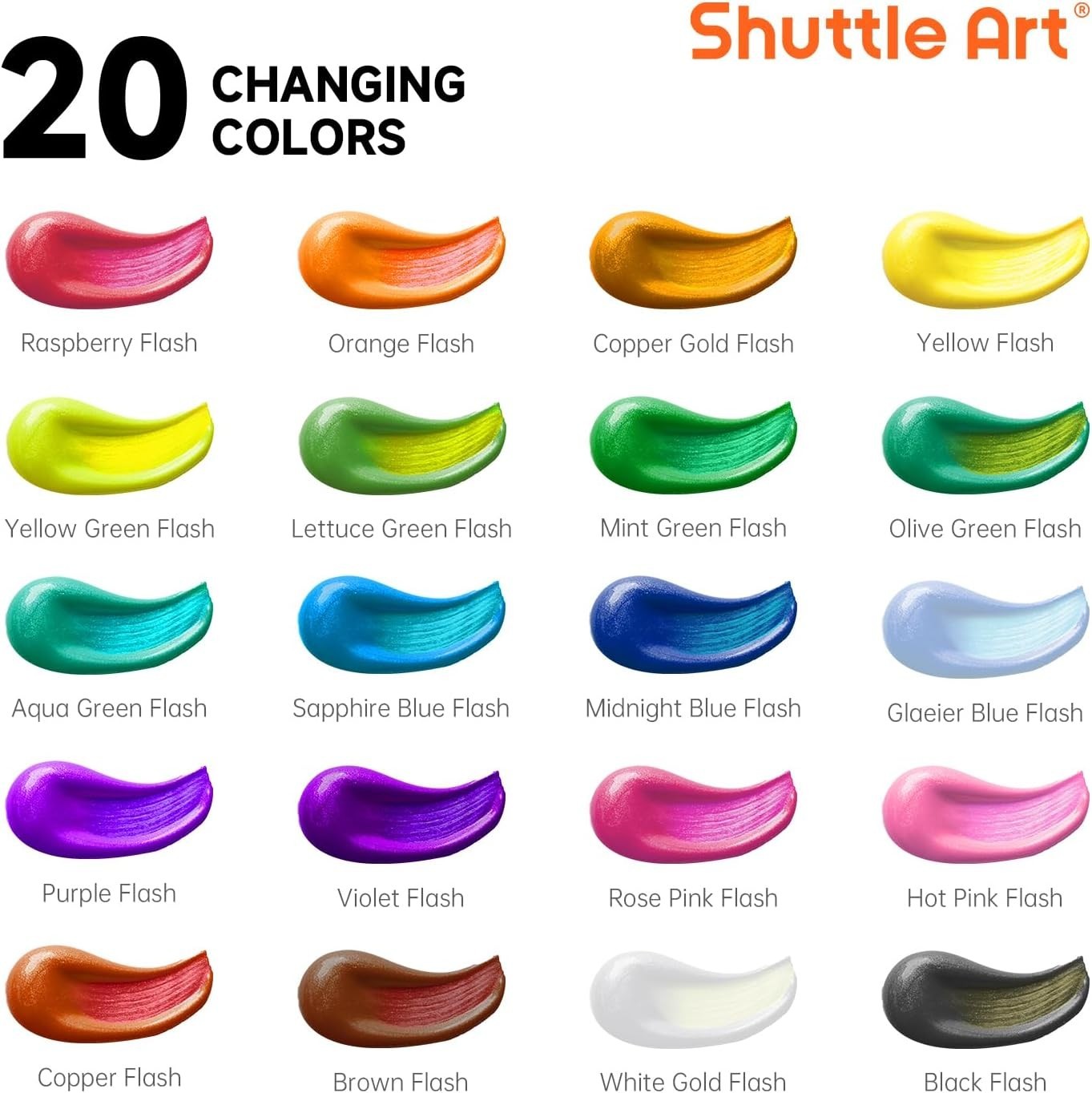 Color Change Acrylic Paint, 20 Chameleon Colors Acrylic Paint, 60ml/2oz Bottl..